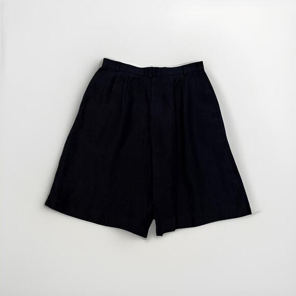 Vintage 90s Black Trouser Tailored Shorts Classy Old Money 26” W 6 Irish Linen - Picture 6 of 12